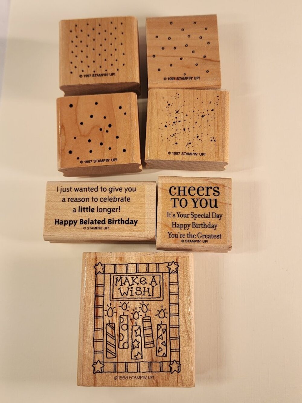 STAMPIN' UP LOT of 7 Wood-Mounted Rubber Stamp Variety